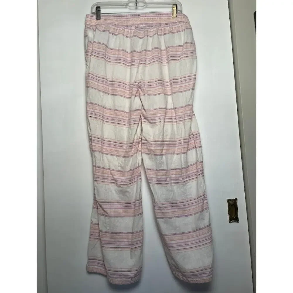Striped Pajama Set Womens Size Large Tank Top and Wide Leg Pants‎ Cotton Set